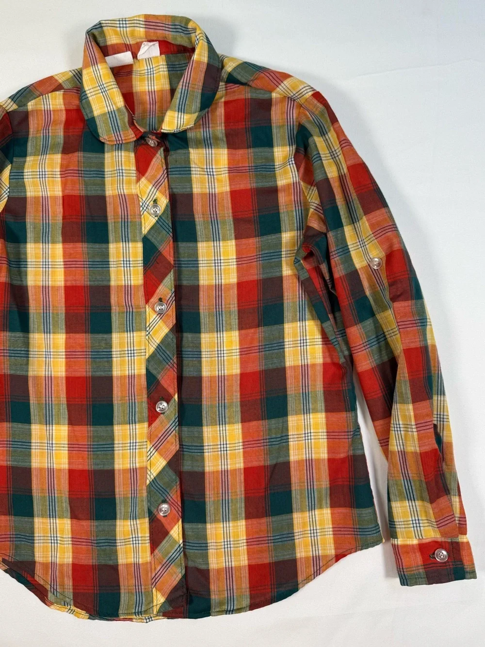 VINTAGE SINGING NEEDLES Girls‎ Plaid Button Up Shirt 8 Cottagecore Prairie Fall